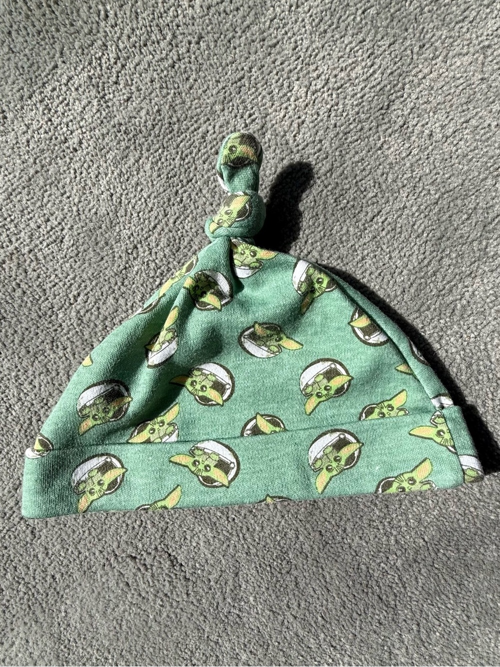 Green Star Wars Baby Yoda Topknot Newborn Hat with Character Print